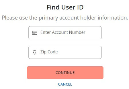 TJX Synchrony account user id recovery form